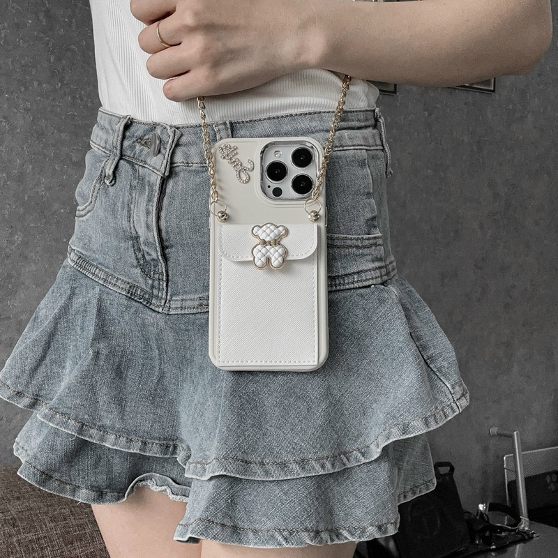 Ốp Iphone Viền Camera Kim Loại Kèm Ví Có Dây Đeo Cho 14Promax 13 12 11promax