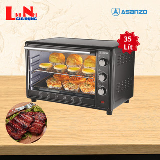 Lò nướng điện đa năng 35 lít asanzo ev-35zs, công suất lớn 1800w nướng bánh nhanh- gia dụng linh nhi