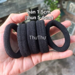 10 thun cột tóc màu đen (bản 1,5cm,rộng 5-7cm tùy mẫu)