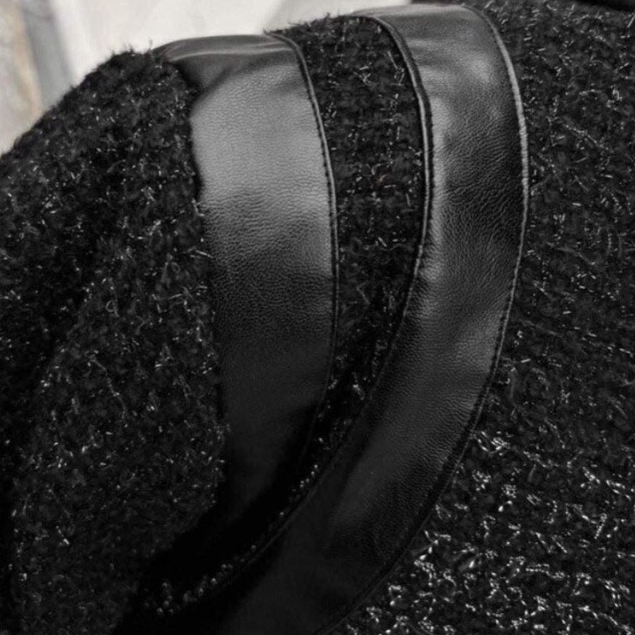 Áo khoác bomber chất dạ kim tuyến phối vai vá da hàng mới nhất 2023