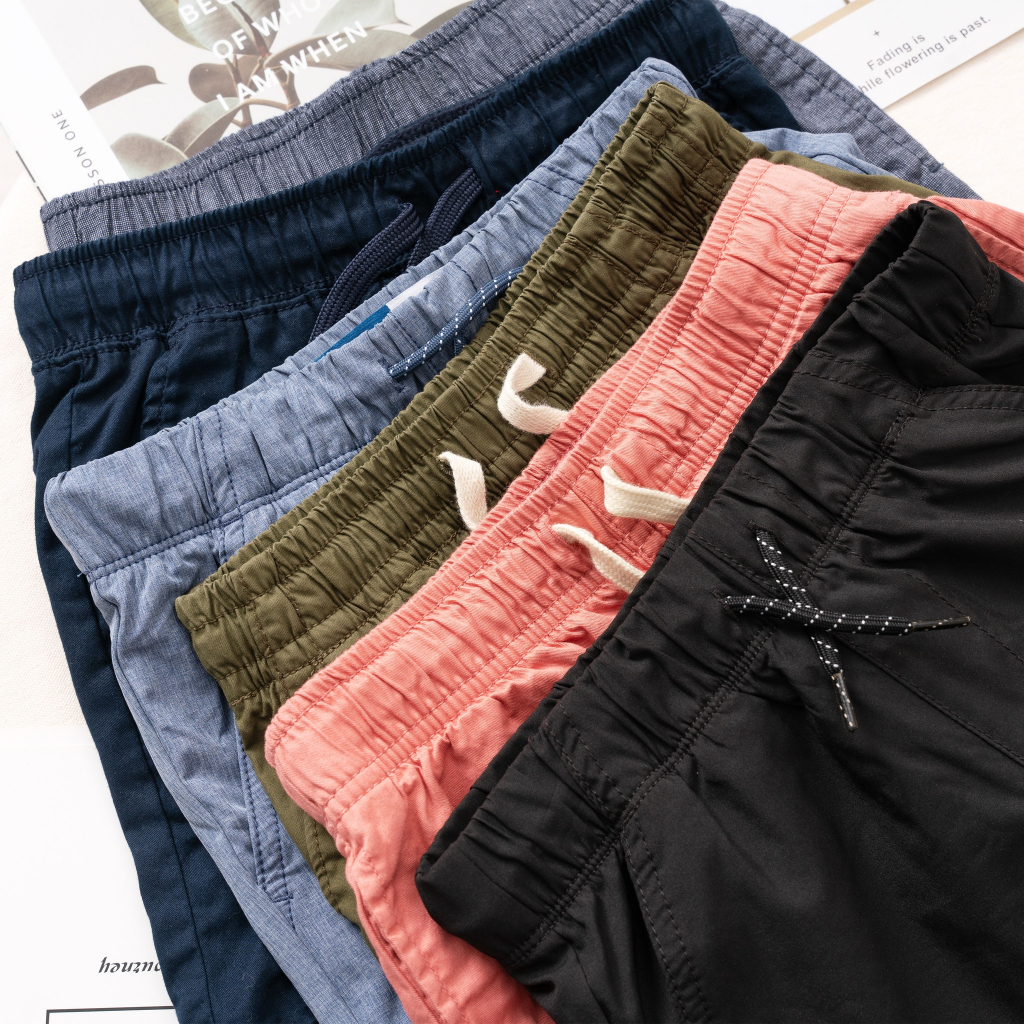 Quần short cho bé trai size từ 15kg-50kg, Quần short kaki bé trai lưng thun có dây rút chất vải mềm mịn thoáng mát QKK04