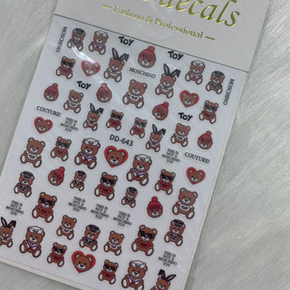 Sticker dán móng hình gấu , trang trí nail mã mới