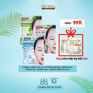 COMBO 3 MIẾNG MẶT NẠ SINH HỌC CAO CẤP COCONUT BIO-CELL SENSE PLUS + TẶNG MẶT NẠ MẮT