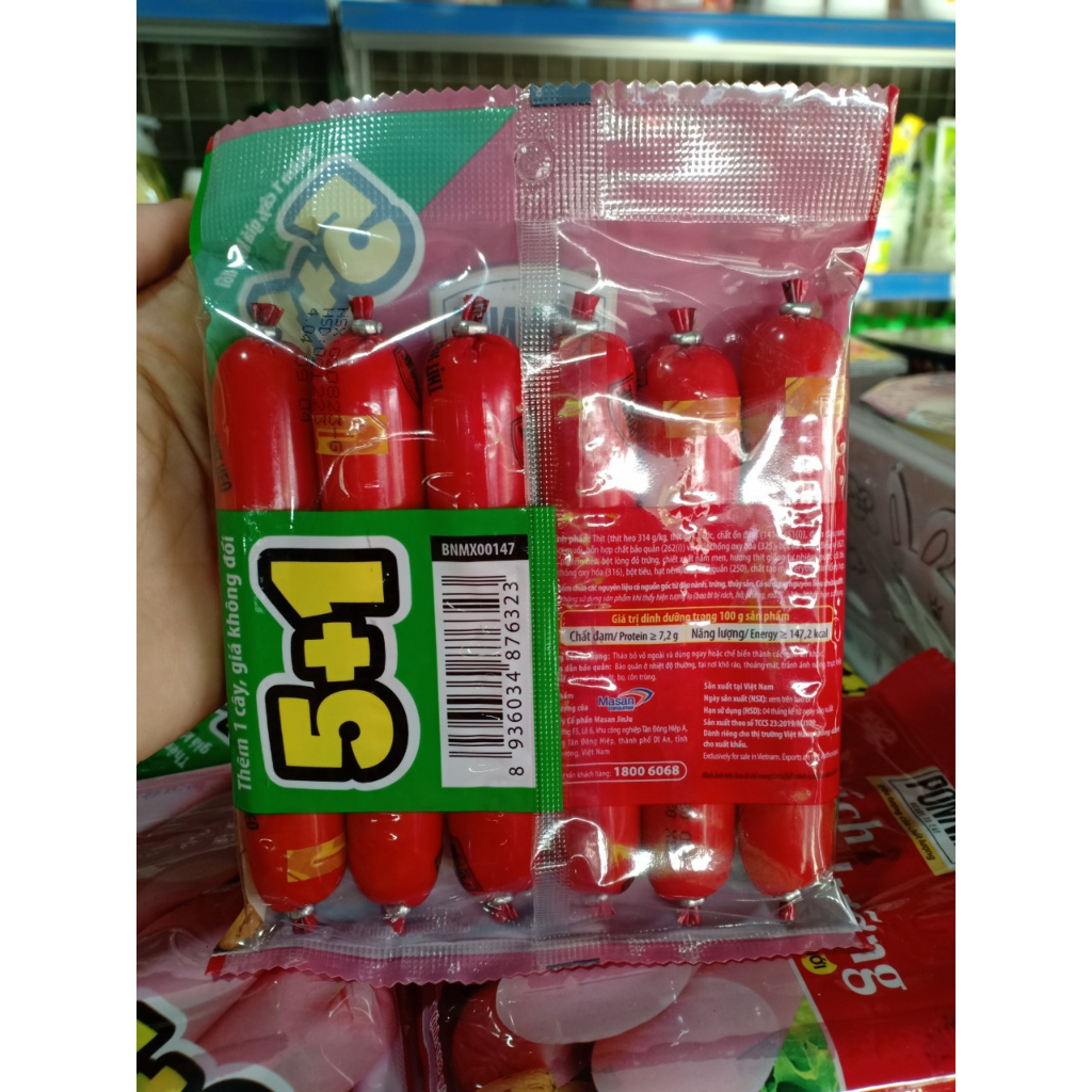 Xúc xích dinh dưỡng thịt heo Ponnie gói 210g 5+1