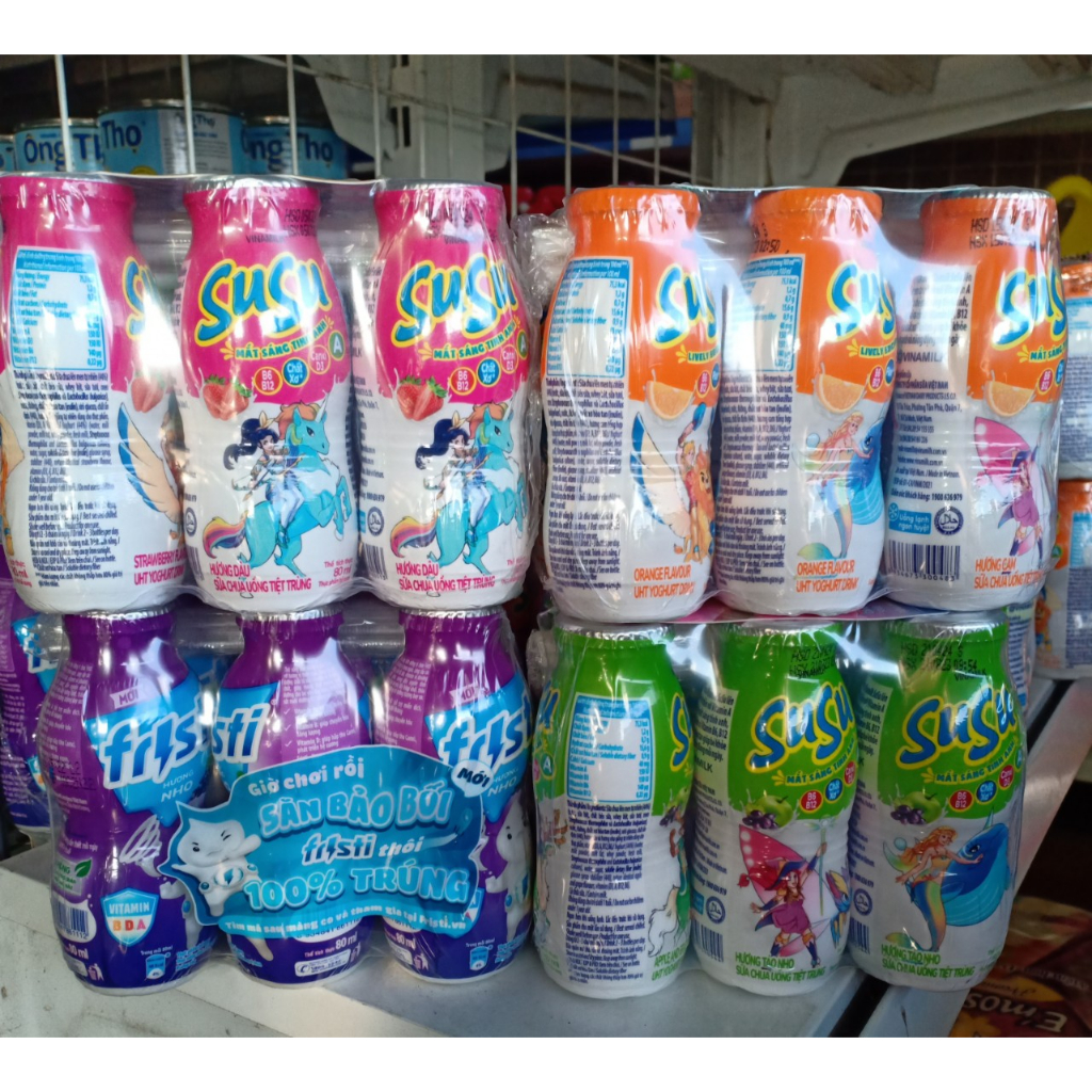 Lốc 6 Chai Sữa Chua Uống SuSu Fristi Cam/ Dâu/ Táo/ Nho 80ml