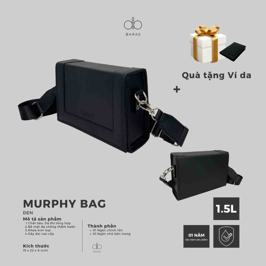 Túi đeo chéo hộp MURPHY BAG - BARAS VIETNAM - Túi đeo chéo nam nữ