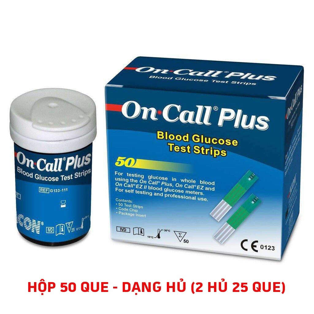 Hộp 25 Que thử đường huyết On Call Plus, Chính hãng ACON (que thử tiểu đường, test tiểu đường)