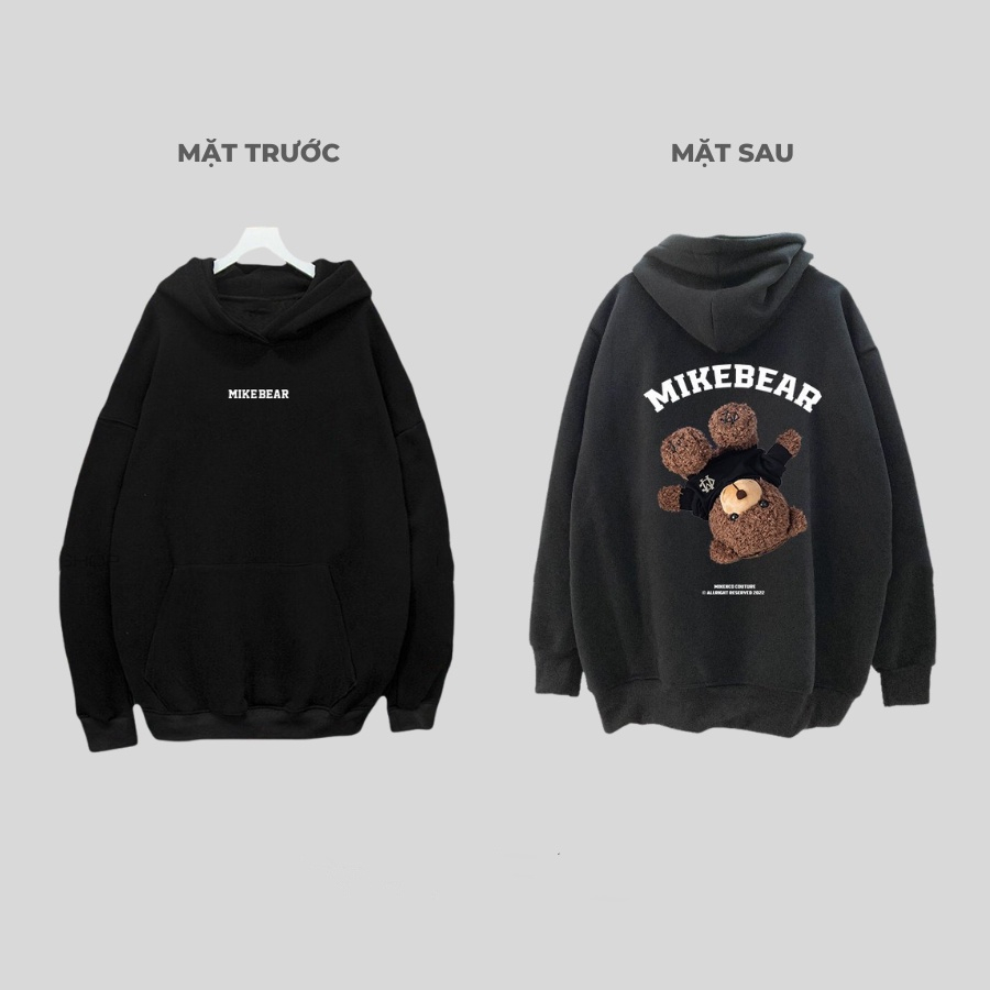 Áo Hoodie MikeBear chất liệu nỉ bông siêu ấm, Áo Hoodie Unisex Nam Nữ