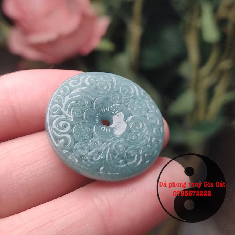 Đồng điếu lam ngọc mặt dây chạm hoa văn siêu đẹp kiểm định 2,5cm