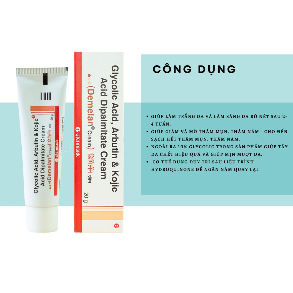 Kem Demelan 5% Arbutin 10% AHA Dưỡng Trắng Sáng Da, Giảm Mờ Thâm Nám - Chính Hãng