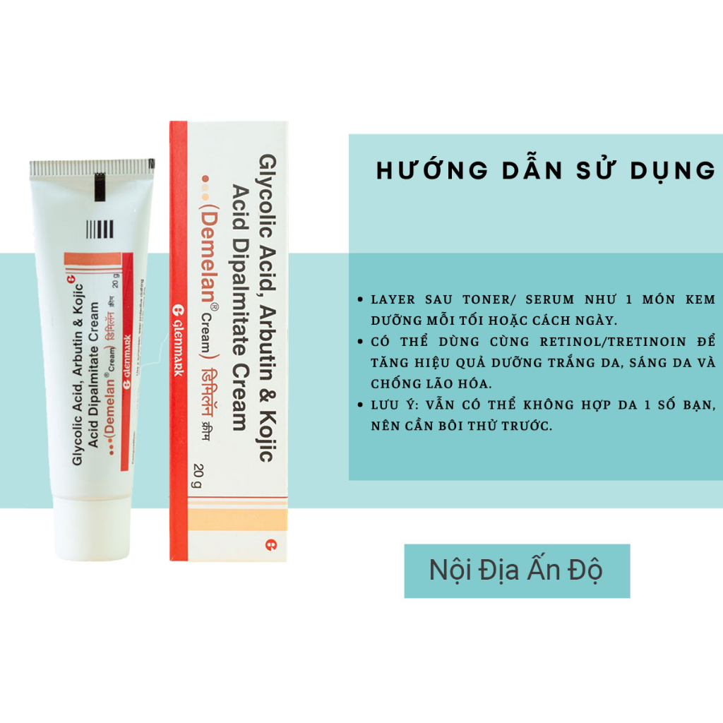 Kem Demelan 5% Arbutin 10% AHA Dưỡng Trắng Sáng Da, Giảm Mờ Thâm Nám - Chính Hãng