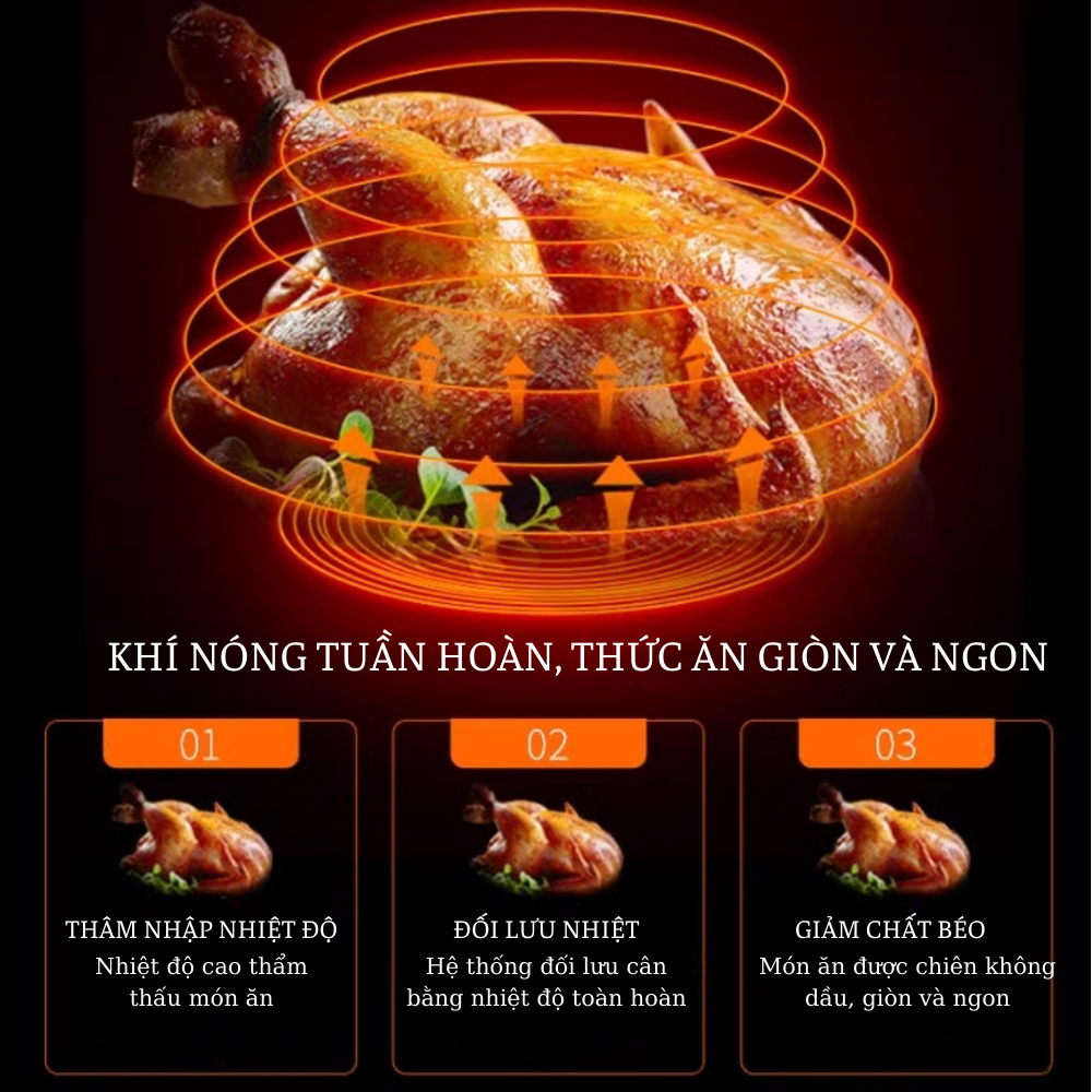 Nồi chiên không dầu Camel mặt kính 12L cao cấp