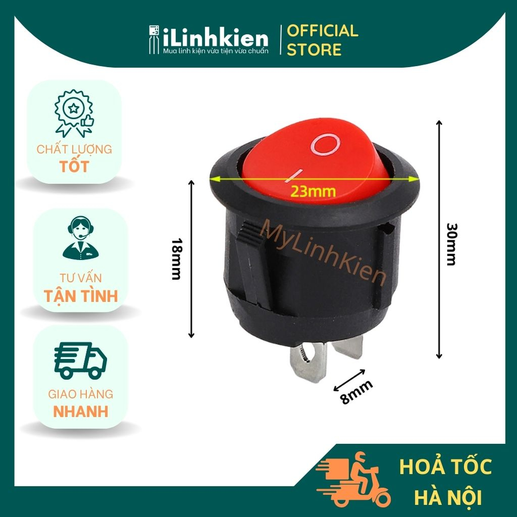 Công tắc bập bênh tròn KCD1-105 6A 250V 2P chất lượng cao.