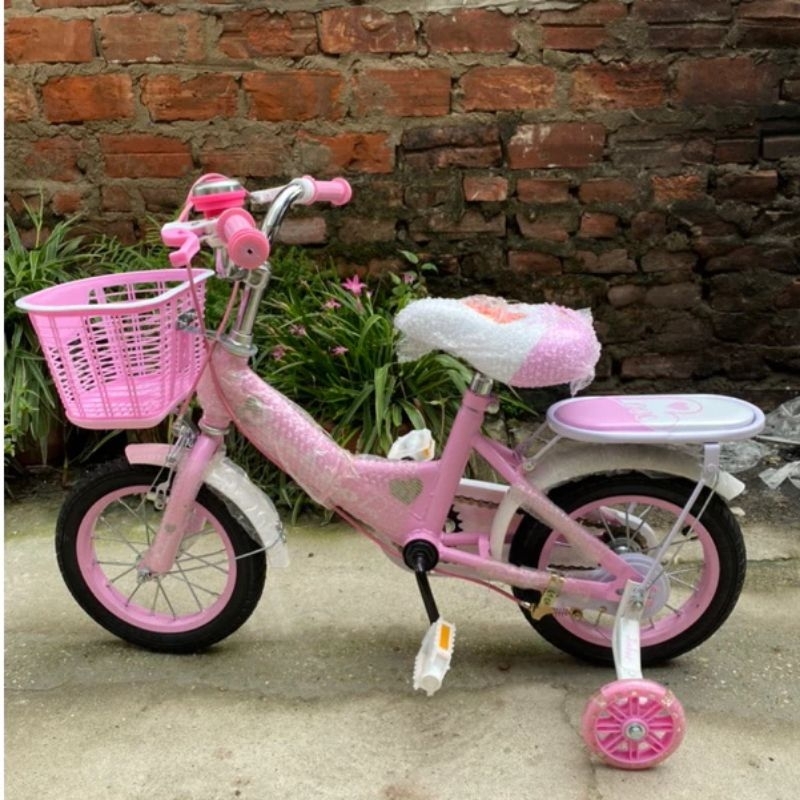 Xe đạp 12, 14, 16 inch màu đỏ cho bé trai và màu hồng dễ thương cho bé gái