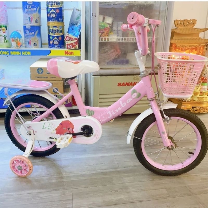 Xe đạp 12, 14, 16 inch màu đỏ cho bé trai và màu hồng dễ thương cho bé gái