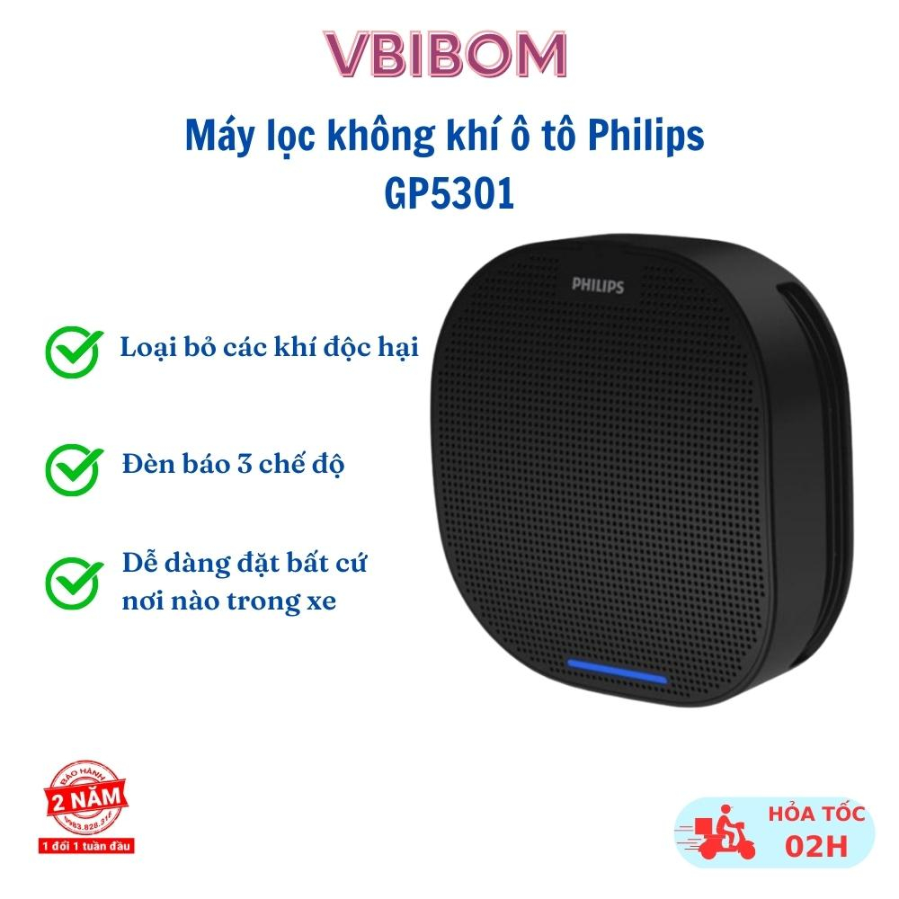 Máy lọc không khí ô tô Philips GP5301 trên xe hơi khử mùi hôi vi khuẩn vi rút hiển thị chất lượng không khí - vibibom