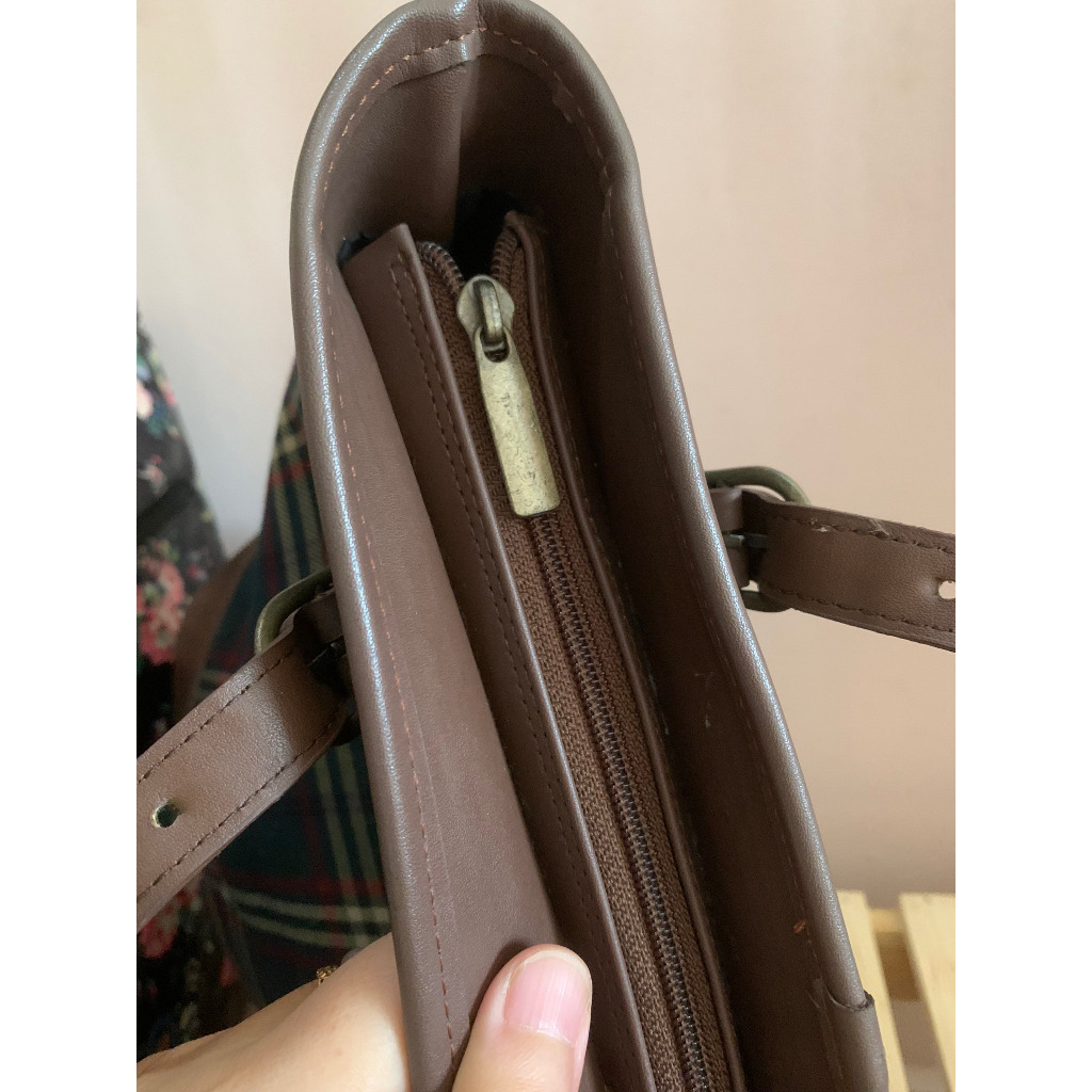 Túi xách vintage sọc caro BEAN POLE