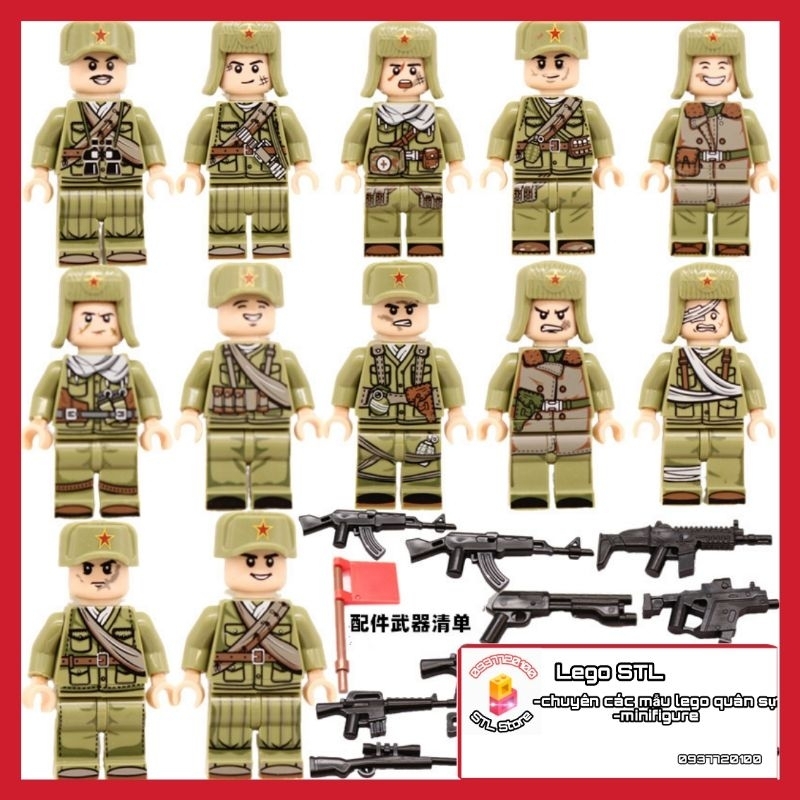 Bộ Đồ Chơi 5 Minifigure lính Xô Viết Đầy Đủ Phụ Kiện[Hàng có sẵn]