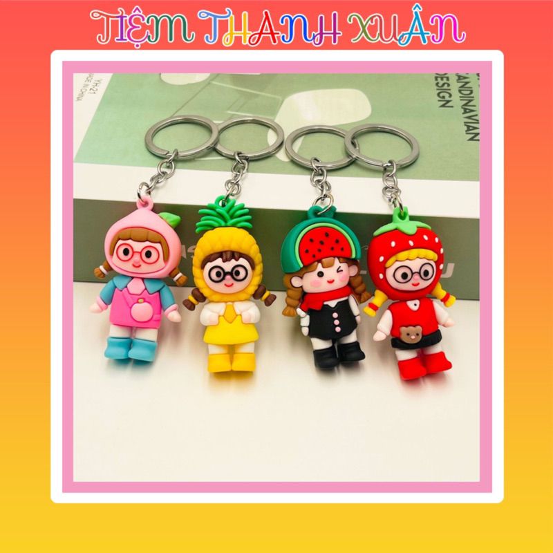 Móc Khoá Cô Bé Hoa Quả Đáng Yêu