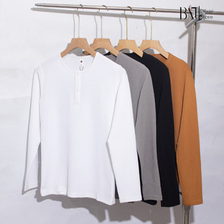 Áo thun nam dài tay BAT STORE giữ nhệt cổ tròn phối khuy,chất cotton xốp cao cấp, co giãn, bền màu, không bai giãn