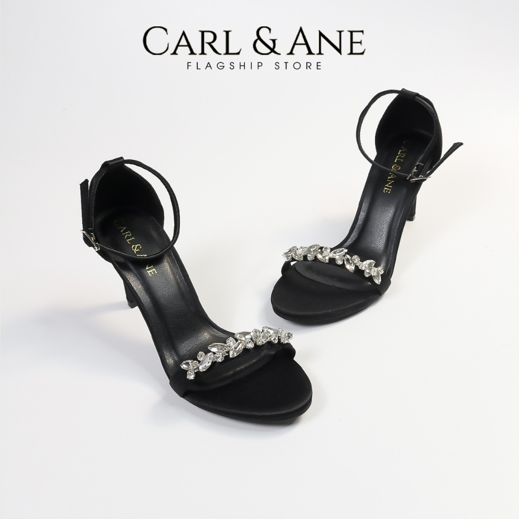 Carl & Ane - Giày cao gót mũi nhọn đính đá sang trọng dự tiệc màu đen - WD013