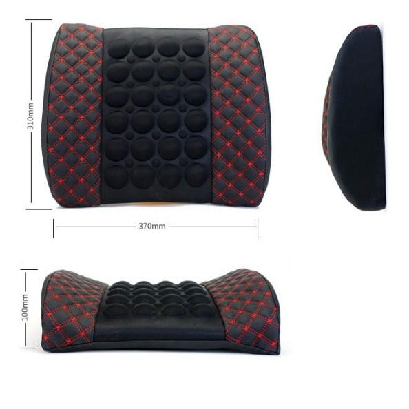 Gối tựa lưng massage trên xe ô tô, xe hơi loại bọc da cao cấp, Đệm massage lưng rung thư gian điện 12v