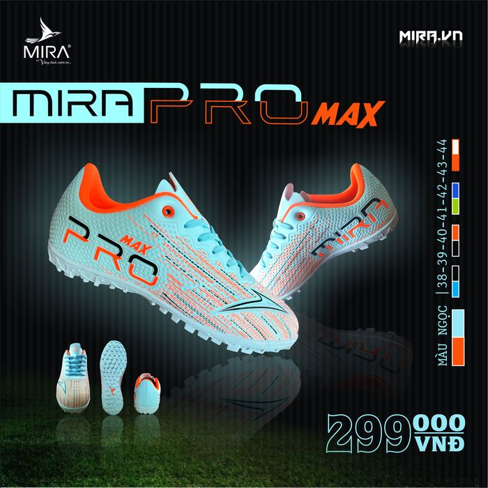 Chính Hãng Giày Đá Bóng Sân Cỏ Nhân Tạo Mira Pro Max TF Đế Cao Su Nguyên Khối Đã Khâu Toàn Bộ Đế Giày