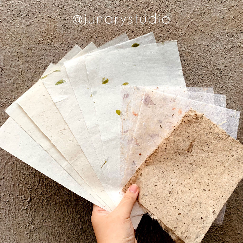 Junarystudio - Các loại giấy thủ công ép lá cỏ cây giấy mỹ thuật giấy nền trang trí journal, diy vintage cổ điển