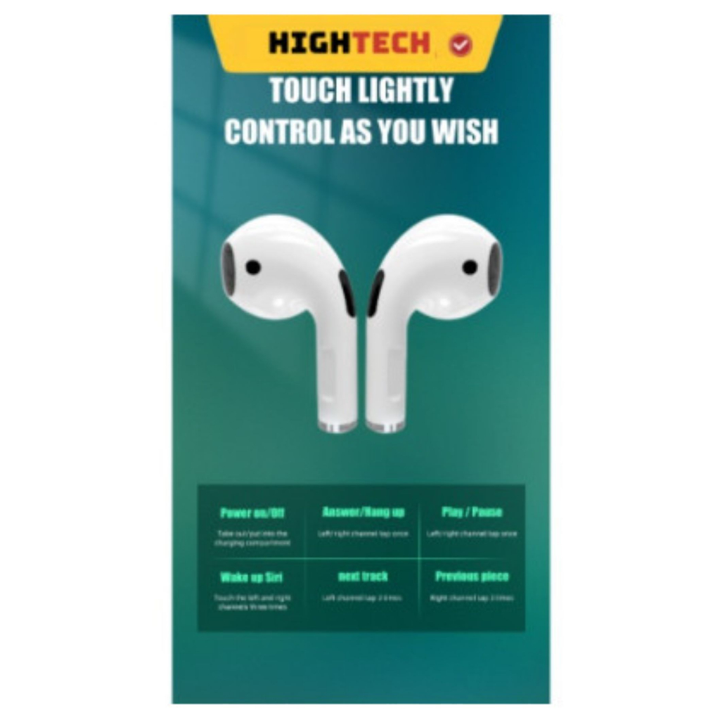 Tai nghe bluetooth Pro4 chính hãng âm thanh Superbass cảm biến vân tay 1 chạm- HIGHTECH