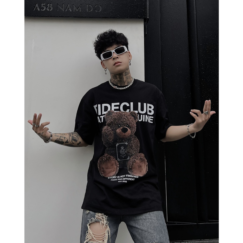 Áo thun FIDE TEDDY hình in sắc nét form rộng tay lỡ, Áo Phông Unisex Nam Nữ