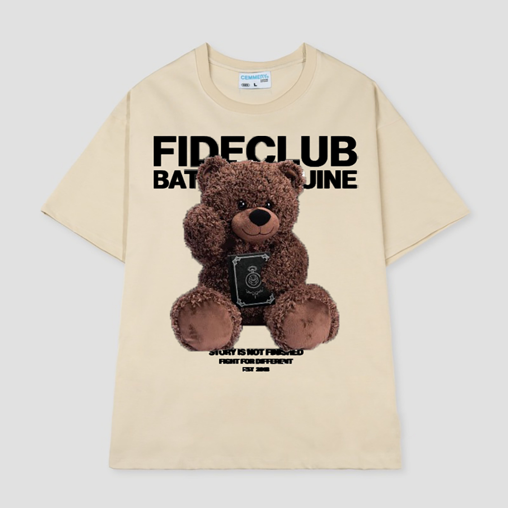 Áo thun FIDE TEDDY hình in sắc nét form rộng tay lỡ, Áo Phông Unisex Nam Nữ
