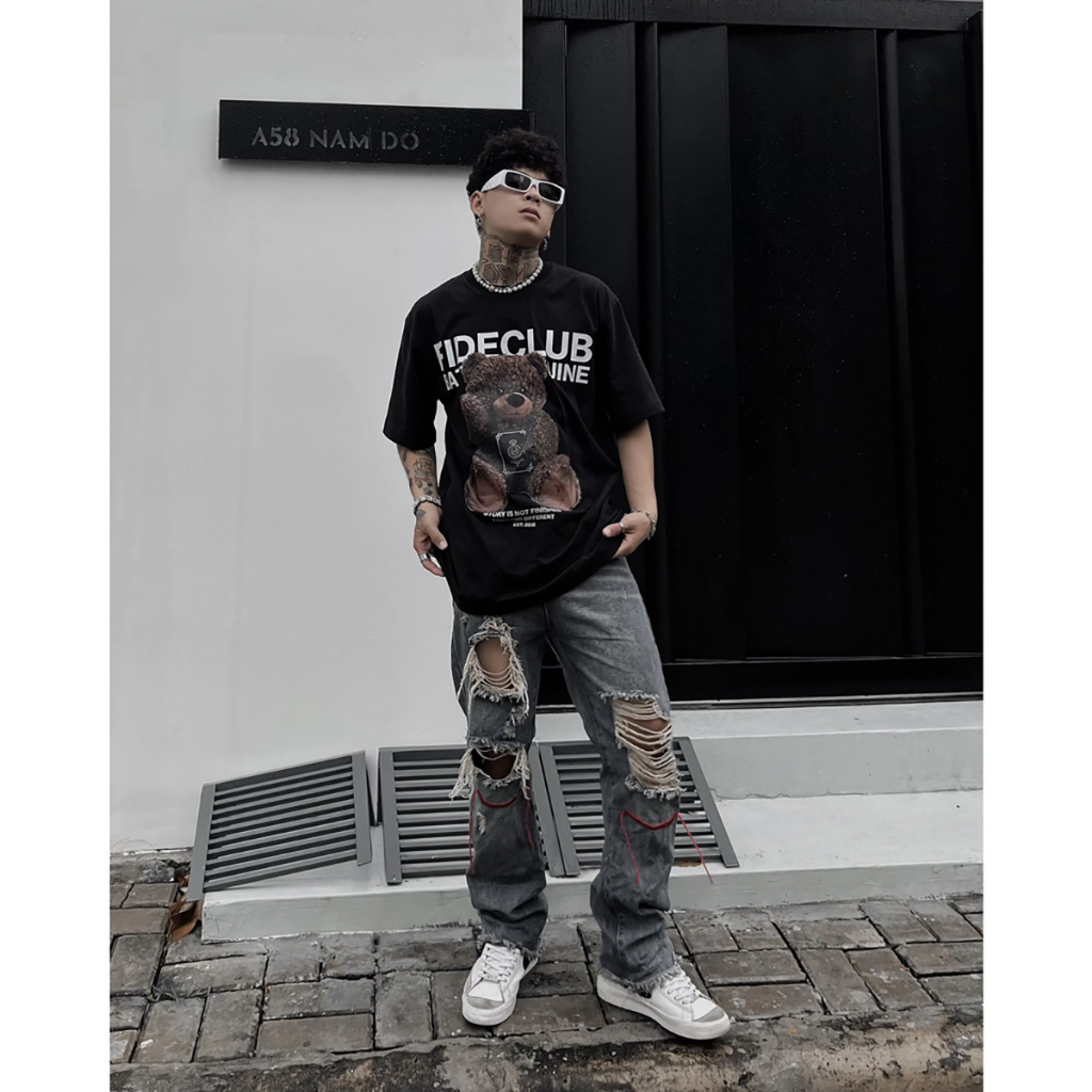 Áo thun FIDE TEDDY hình in sắc nét form rộng tay lỡ, Áo Phông Unisex Nam Nữ