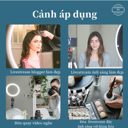 Đèn Livestream Để Bàn Tích Hợp 2 Kẹp Điện Thoại,Gậy Selfie Hỗ trợ ánh sáng quay video