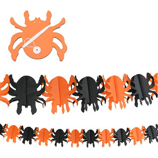 Dây treo hình bí ngô, nhện giấy decor halloween trang trí
