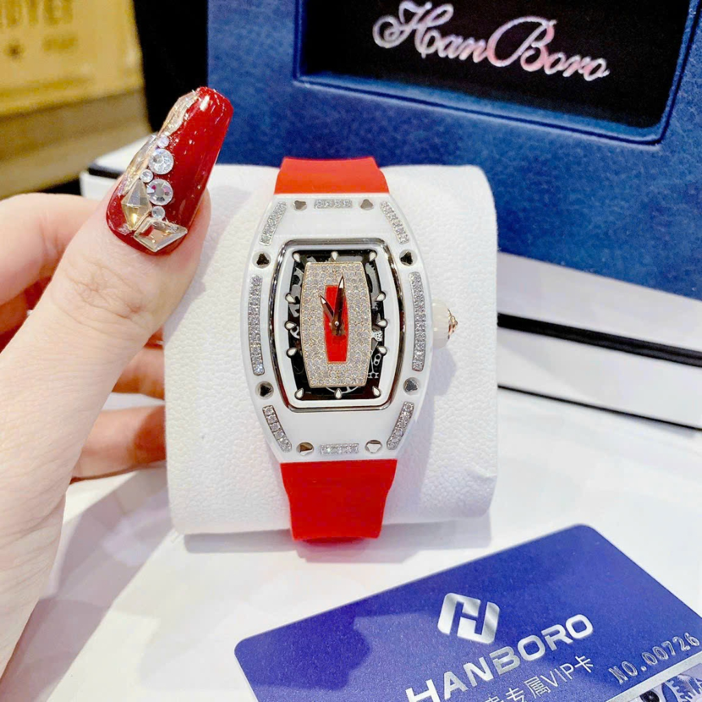 Đồng Hồ Nữ Hanboro Quartz HBR 978 Limited Edition, Dây Cao Su, Size 36mm