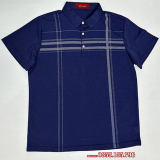 Áo polo pierre cardin kẻ xanh trắng