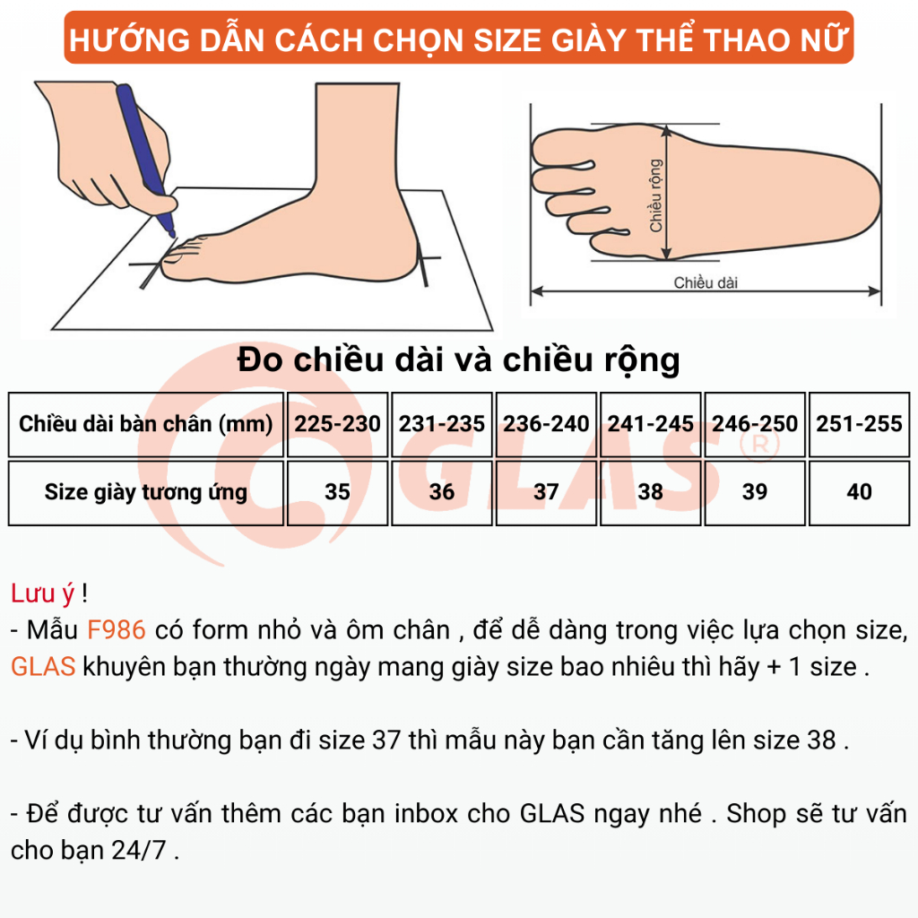 Giày Thể Thao Nữ Sợi Dệt Thoáng Khí Đế Cao Su Đúc Siêu nhẹ GLAS F986