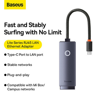 Cáp Chuyển USB/ Type C to LAN RJ-45 Baseus Lite Series Ethernet Adapter