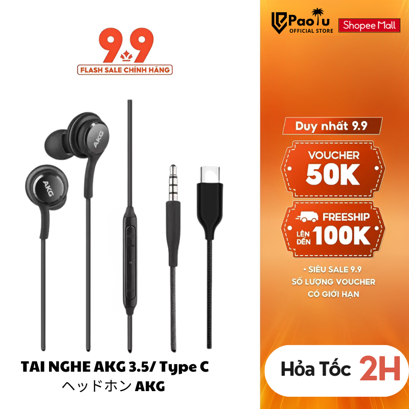 Tai Nghe Nhét Tai SS AKG s10-s10 plus màu đen jack cắm Type-C và 3.5mm  Bảo Hành 12 Tháng 1 Đổi 1 Paolu Store VN