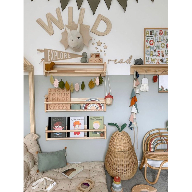 Kệ gỗ treo tường, kệ treo nhà tắm, kệ gia vị treo tường Uy Decor gỗ tự nhiên chất lượng tốt