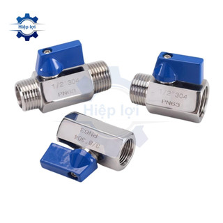 Van bi mini inox 304 - van gạt tay inox mini - van bi inox ren trong ren ngoài