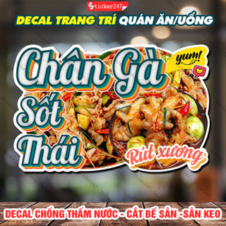 Decal Chân Gà Sốt Thái Trang Trí Quán Ăn🌈 Hình Dán Chân Gà Rút Xương - Decal Chống Thấm Nước, Chống Nắng, Cắt Bế Sẵn
