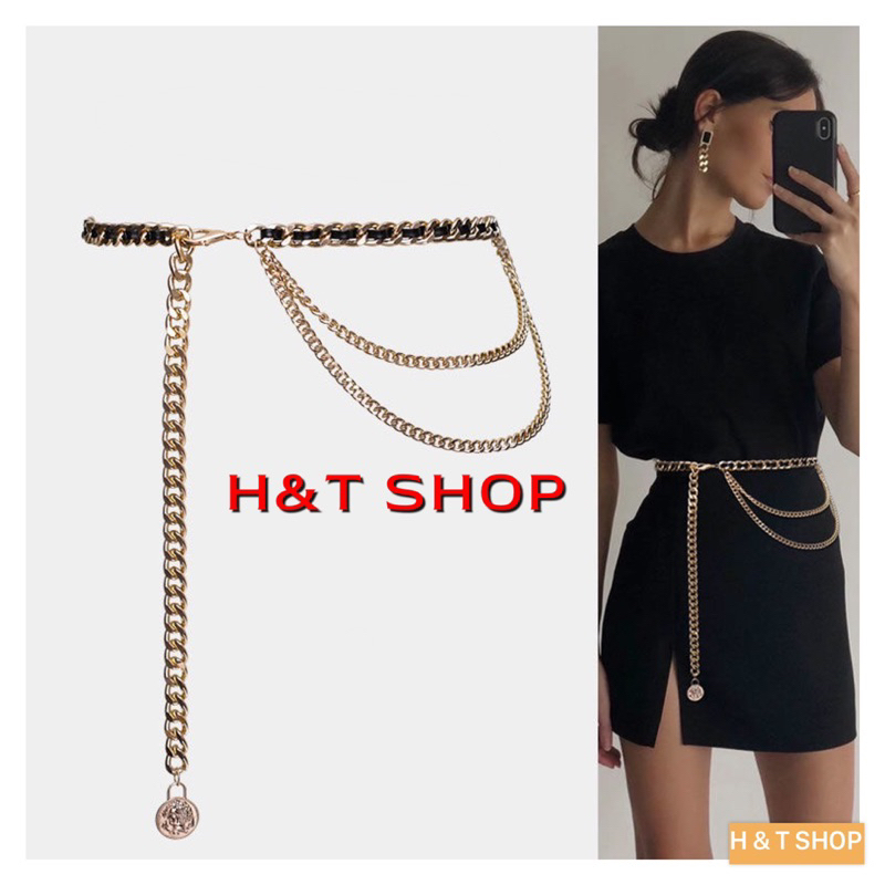 Đai váy xích,thắt lưng phối đầm sang chảnh