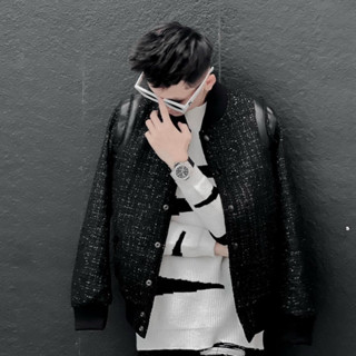 Áo Khoác Teddy_Sơn Tùng Dạ Kim Tuyến Áo Bomber Dạ Phối Da 2 Lớp Kim Tuyến Nam Nữ Cực Chất