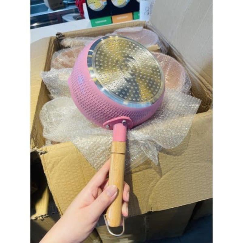 Chảo vân đá sâu lòng chống dính 18cm nhỏ gọn dùng cho nhiều loại bếp