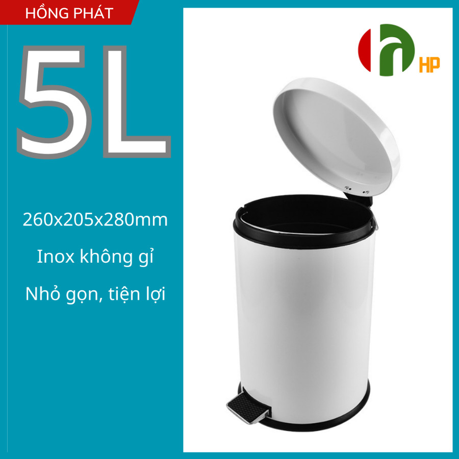 Thùng rác đạp chân 5L có nắp đậy, thùng rác văn phòng - VHP-DM-9029C-5L-S