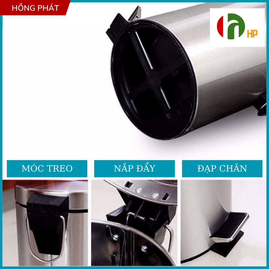 Thùng rác đạp chân 5L có nắp đậy, thùng rác văn phòng - VHP-DM-9029C-5L-S