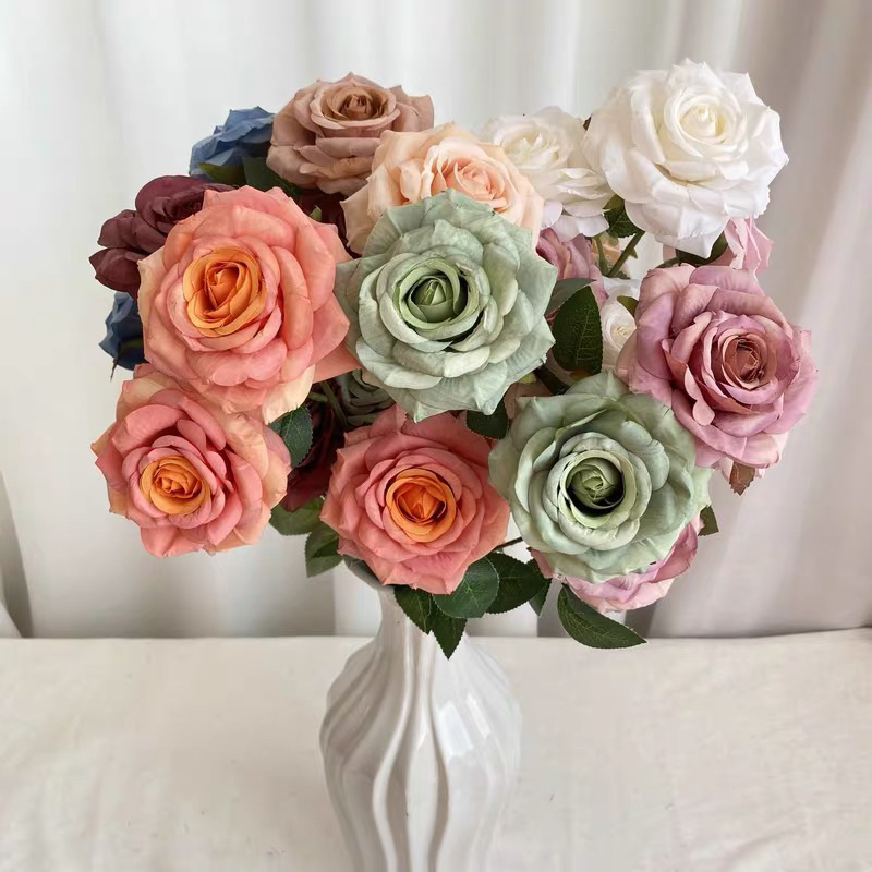 Hoa giả - cành hoa hồng khô trang trí nhiều màu - Shop hoa Thuỳ Chi