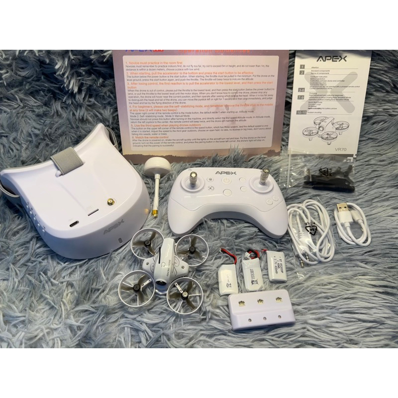 Combo FPV VR70 Drone FPV Racing 3 chế độ bay : Drone + Remote + Kính + 3 pin