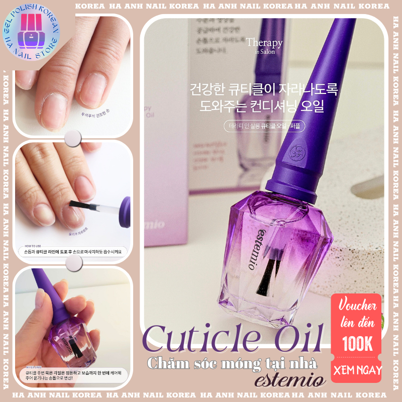 " Cuticle Oil 14ml - estemio": Tinh dầu chăm sóc móng cao cấp Estemio Hàn quốc Cuticle Oil 14ml Therapy In Salon